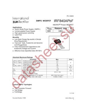 IRF840APBF datasheet  